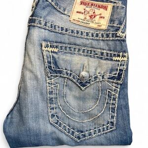 True Religion Light Blue Denim Jeans with Branded Button